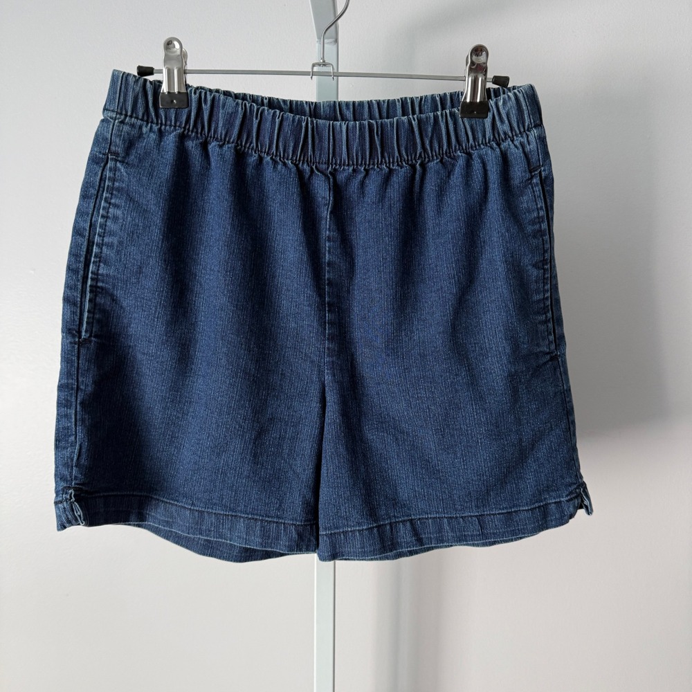 Women's Elastic-Waist Denim Shorts - Blue